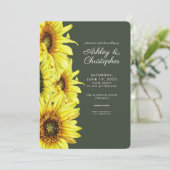 Stilvolle Watercolor Sonnenblume Moss Green Weddin Einladung (Stehend Vorderseite)
