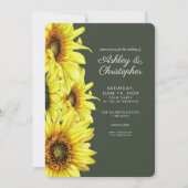 Stilvolle Watercolor Sonnenblume Moss Green Weddin Einladung (Vorderseite)