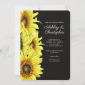 Stilvolle Watercolor Sonnenblume Rauch Black Weddi Einladung (Vorderseite)