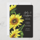 Stilvolle Watercolor Sonnenblume Rauch Black Weddi Einladung (Vorderseite)