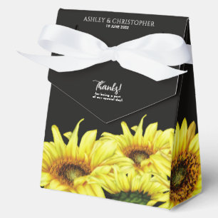 Stilvolle Watercolor Sonnenblume Schwarze Hochzeit Geschenkschachtel