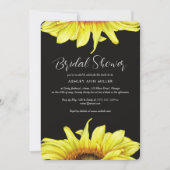 Stilvolle Watercolor Sonnenblume Schwarzer Poltera Einladung (Vorderseite)