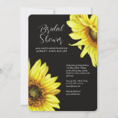 Stilvolle Watercolor Sonnenblume Schwarzer Poltera Einladung (Vorderseite)
