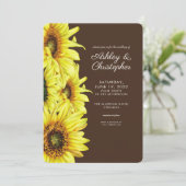 Stilvolle Watercolor Sonnenblume Walnut Brown Wedd Einladung (Stehend Vorderseite)