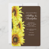 Stilvolle Watercolor Sonnenblume Walnut Brown Wedd Einladung (Vorderseite)