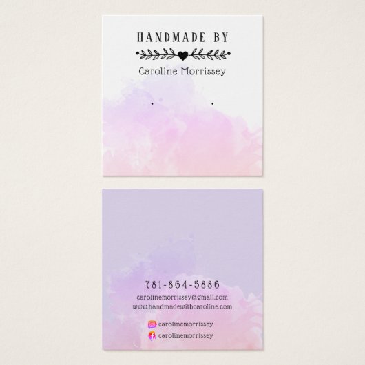 Stilvolle Watercolor Splash Earring Display Card (Vorne & Hinten)