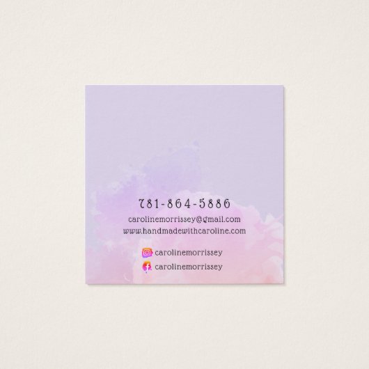 Stilvolle Watercolor Splash Earring Display Card (Rückseite)