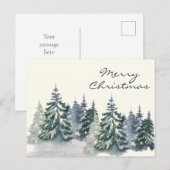 Stilvolle Watercolor Weihnachtsbaumwald Grün Postkarte (Vorne/Hinten)