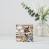 Stilvolle Watercolor Wolf-Blume Quadratische Visitenkarte (Stehend Vorderseite)