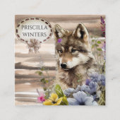 Stilvolle Watercolor Wolf-Blume Quadratische Visitenkarte (Vorderseite)