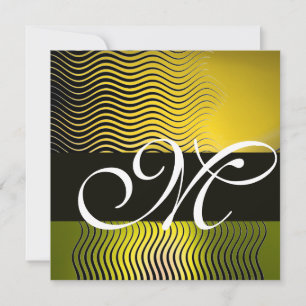 STILVOLLE WAVES MONOGRAMM, gelber Topas Einladung