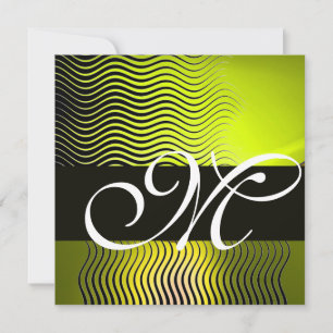 STILVOLLE WAVES MONOGRAMM, gelber Topas Einladung