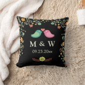 Stilvolle Wedding Monogram Floral Love Birds Coupl Kissen (Decke)