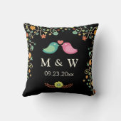 Stilvolle Wedding Monogram Floral Love Birds Coupl Kissen (Rückseite)