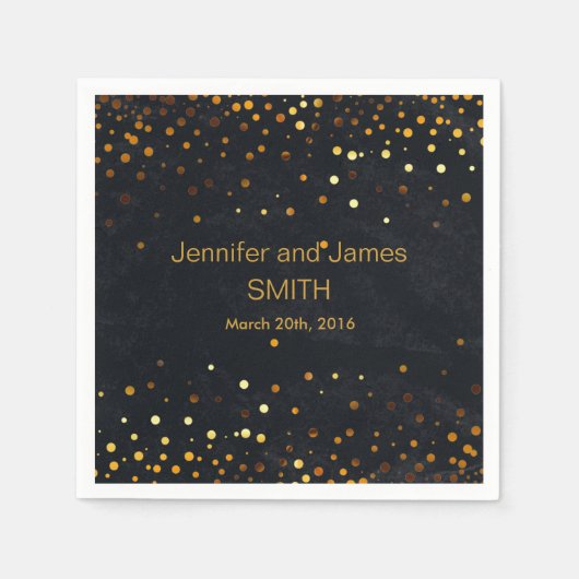 Stilvolle Wedding Table Mini Konfetti Gold Schwarz Serviette (Vorderseite)