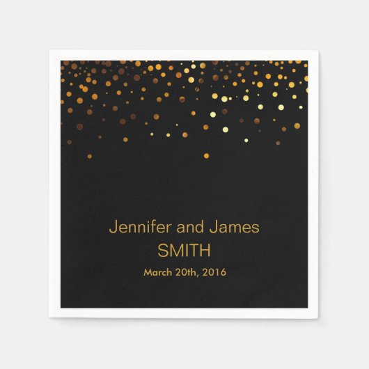 Stilvolle Wedding Table Mini Konfetti Gold Schwarz Serviette (Vorderseite)