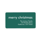Stilvolle Weihnachten | Einfache grüne Rücksendead Adressaufkleber (Vorne)