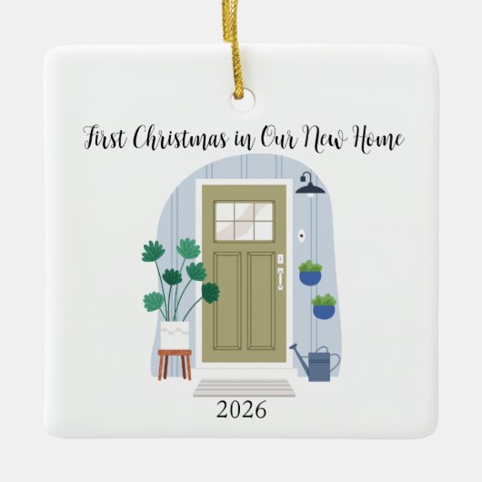 Stilvolle Weihnachten in unserer neuen Zuhause-Hau Keramikornament (Vorderseite)
