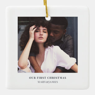 Stilvolle Weihnachten Minimal Elegant Couple Fot Keramikornament