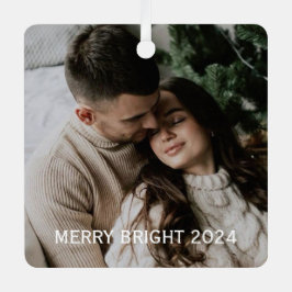 Stilvolle Weihnachten | Minimaler Fun Couple Foto Ornament Aus Metall