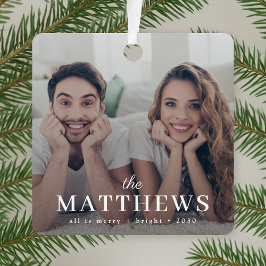 Stilvolle Weihnachten | Minimaler Fun Couple Foto Ornament Aus Metall