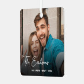 Stilvolle Weihnachten | Minimaler Fun Couple Foto Ornament Aus Metall (Vorderseite links)