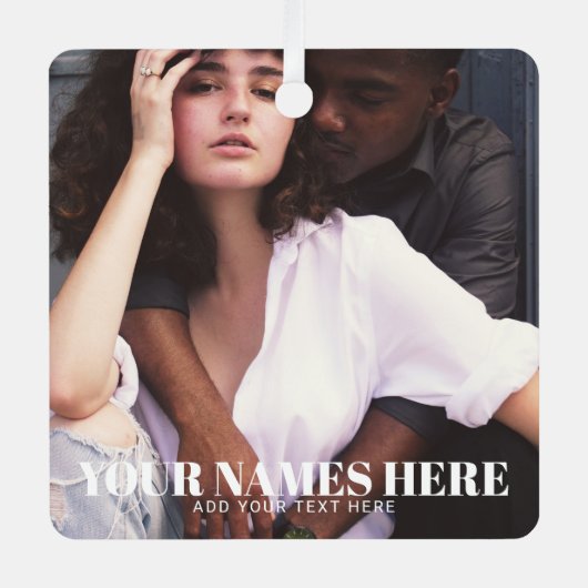 Stilvolle Weihnachten | Minimales Couple Foto Ornament Aus Metall (Vorderseite)