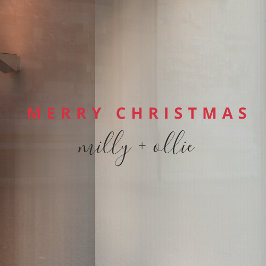 Stilvolle Weihnachten | Modernes Trendrot und Weiß Fensteraufkleber