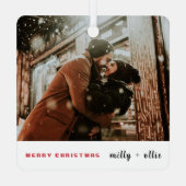 Stilvolle Weihnachten | Modernes, trendy Couple Fo Ornament Aus Metall (Rückseite)