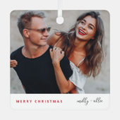 Stilvolle Weihnachten | Modernes, trendy Couple Fo Ornament Aus Metall (Vorderseite)