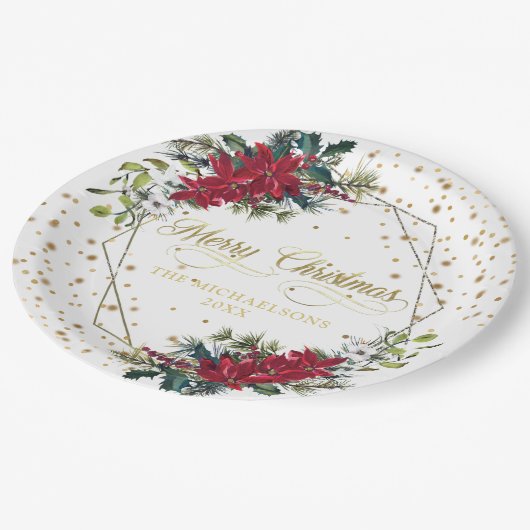 Stilvolle Weihnachten Pappteller (Schrägansicht)