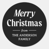 Stilvolle Weihnachten | Schwarzer Urlaub Runder Aufkleber (Vorderseite)