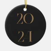 Stilvolle Weihnachten Vintager Text, 2024 Keramik Ornament (Vorne)