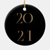 Stilvolle Weihnachten Vintager Text, 2024 Keramik Ornament (Hinten)