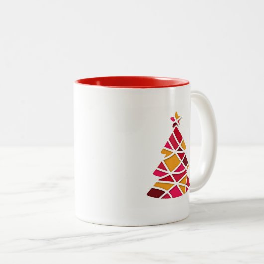 Stilvolle Weihnachtsbaum der modernen Kunst Zweifarbige Tasse (VorderseiteRechts)