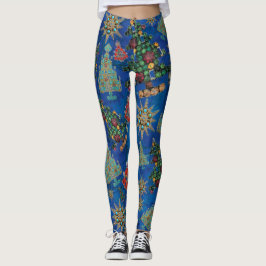 Stilvolle Weihnachtsbaum Jewel Bling Lapis Lazuli Leggings