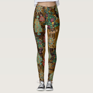Stilvolle Weihnachtsbaum Jewel Bling Tiger Iron Leggings