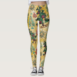 Stilvolle Weihnachtsbaum Jewel Bling Yellow Leggings