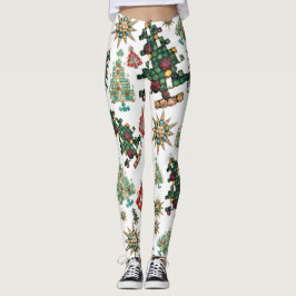 Stilvolle Weihnachtsbaum Jewel Muster Schlicht Whi Leggings