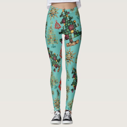 Stilvolle Weihnachtsbaum Jewel Pattern Leggings (Vorderseite)