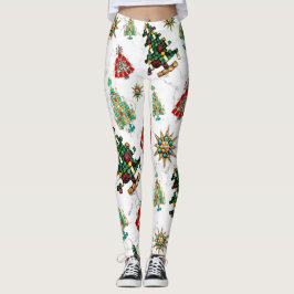 Stilvolle Weihnachtsbaum Jewel Pattern White Leggings