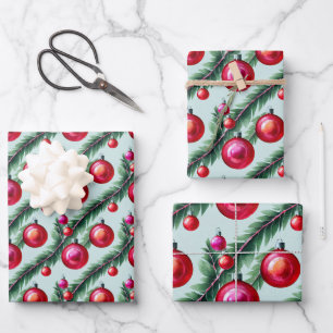 Stilvolle Weihnachtsbaum-Ornamente Urlaub Geschenkpapier Set