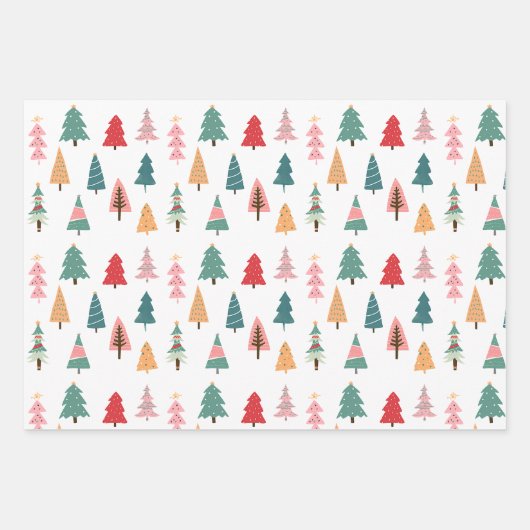 Stilvolle Weihnachtsbaumdrucke Geschenkpapier Set (Vorderseite 3)