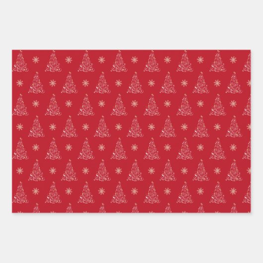 Stilvolle Weihnachtsbaumdrucke Geschenkpapier Set (Vorderseite 2)