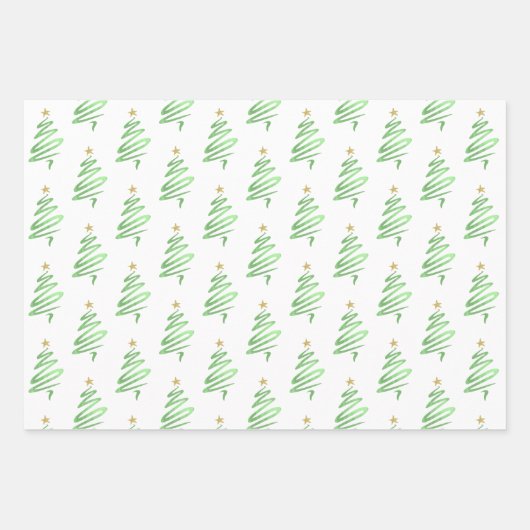 Stilvolle Weihnachtsbaumdrucke Geschenkpapier Set (Vorderseite)