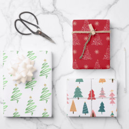 Stilvolle Weihnachtsbaumdrucke Geschenkpapier Set