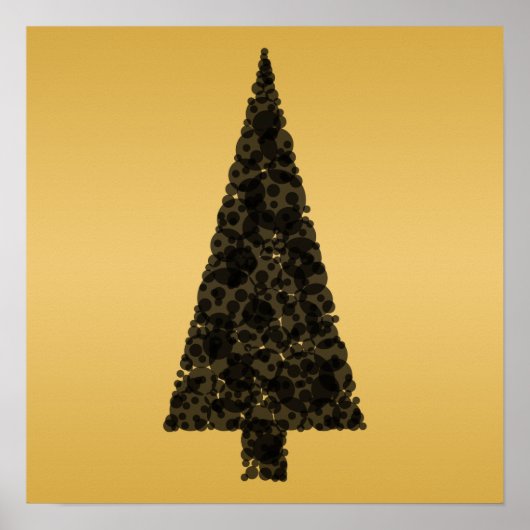 Stilvolle Weihnachtsbaume. Schwarz und Gold. Poster (Vorne)