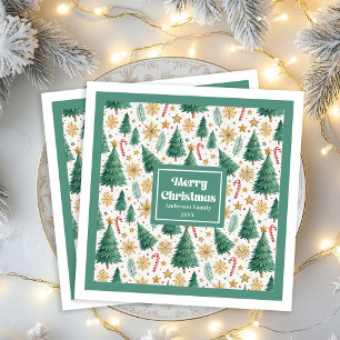 Stilvolle Weihnachtsbäume Wasserfarbe-Papier-Servi Serviette