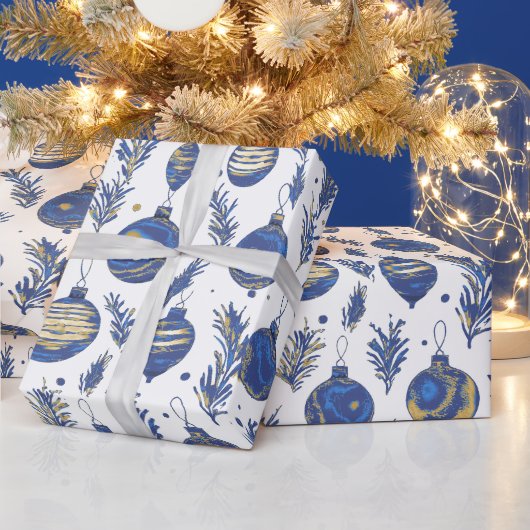 Stilvolle Weihnachtsbaumes Gemustert Blue Geschenkpapier (Feiertage)
