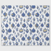Stilvolle Weihnachtsbaumes Gemustert Blue Geschenkpapier (Flach)
